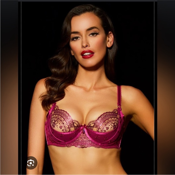 Honey Birdette Julie Berry Set - Bra 32D and Thong XS - Picture 3 of 6